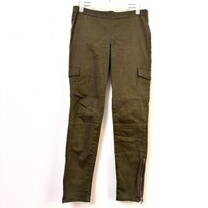 Forever 21 Womens Cargo Pants Cotton Blend Stretch Side Zip Army Green Medium